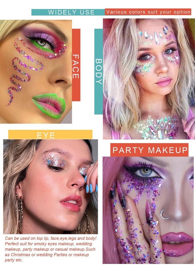 40 Colors Pressed Chunky Glitter Eyeshadow Palette, Self Adhesive Glue Gel Glitter Highly Pigmented Colourful Shimmer Glitter Eye Shadow Pallet For Women Girls Long Lasting Sparkle Makeup