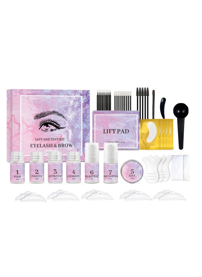 Lash Lift Kit & Brow Lamination Kit 4 In 1, Professional Eyelash Lifting Kit, Eyebrow Lamination Kit With Black, Eyelash Perm Kit With All Tools, Lasts For 8 Weeks, Easy To Use, For Salon Home