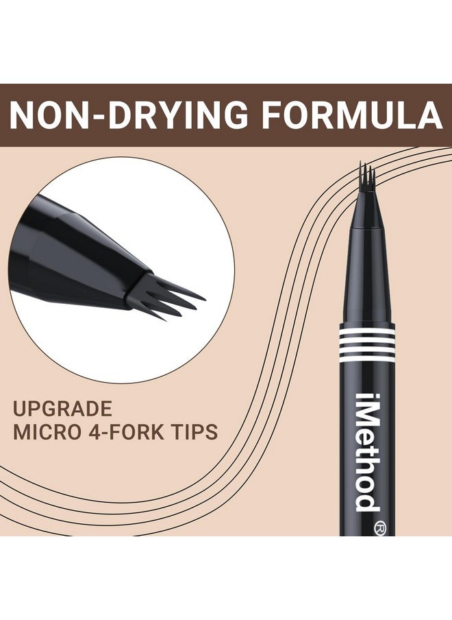 Eyebrow Pen - Eyebrow Pencil With Micro 4-Fork Tip, Microblading Eyebrow Pen For Natural Hair-Like Brows, Long-Lasting Eye Brow Pencils For Women, Smudge-Proof, Black Brown