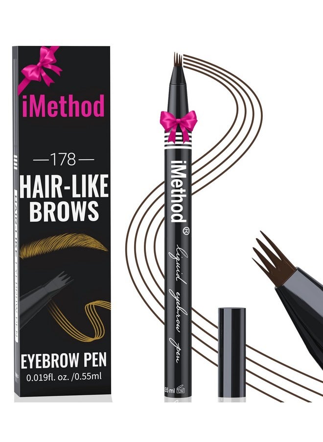 Eyebrow Pen - Eyebrow Pencil With Micro 4-Fork Tip, Microblading Eyebrow Pen For Natural Hair-Like Brows, Long-Lasting Eye Brow Pencils For Women, Smudge-Proof, Black Brown