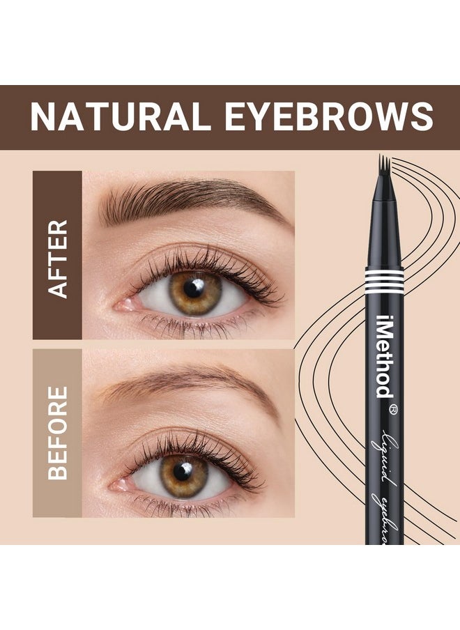 Eyebrow Pen - Eyebrow Pencil With Micro 4-Fork Tip, Microblading Eyebrow Pen For Natural Hair-Like Brows, Long-Lasting Eye Brow Pencils For Women, Smudge-Proof, Black Brown