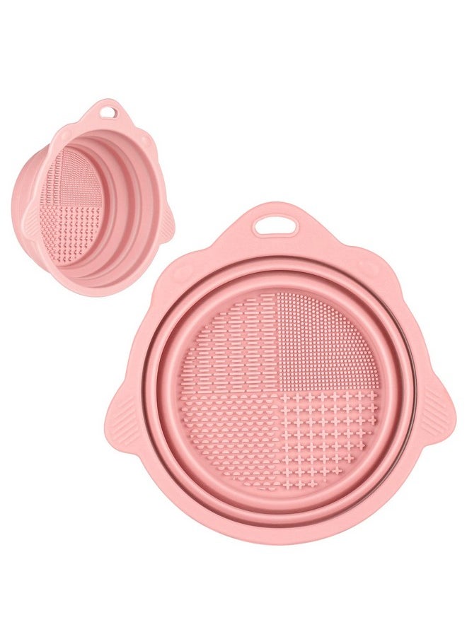 Silicone Makeup Brush Cleaner Bowl - Etercycle Portable Cleaning Tool For Brushes, Powder Puffs, And Sponges (Pink)