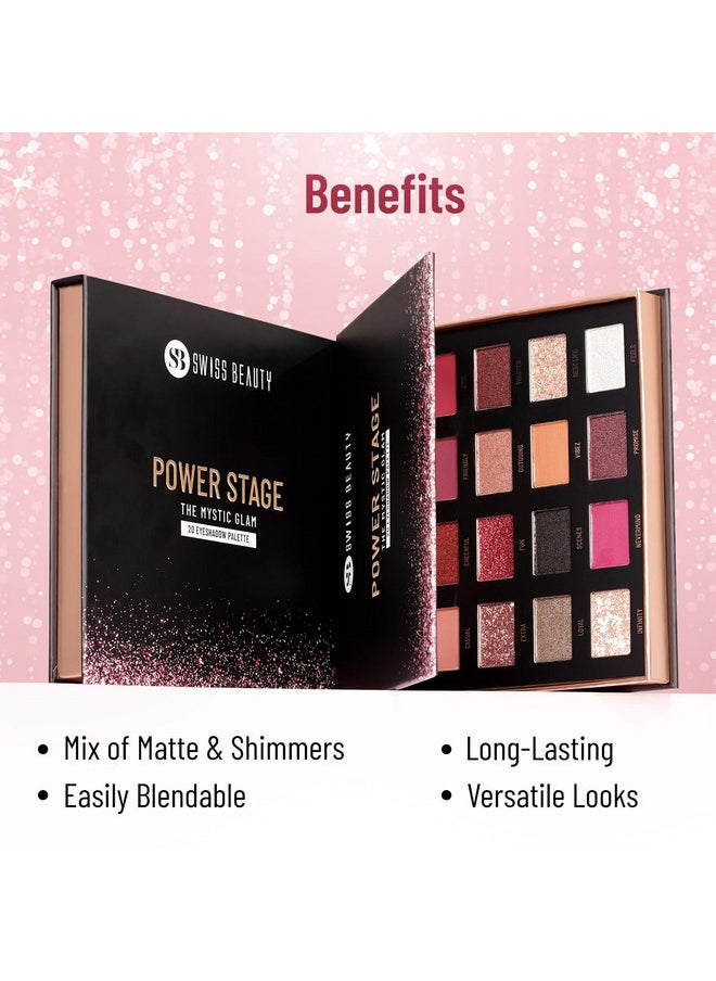 Power Stage Eyeshadow Palette With 20 Pigmented Shades | Blend Of Matte And Shimmers Eye Makeup Palette | Shade- Mystic Glam, 25G
