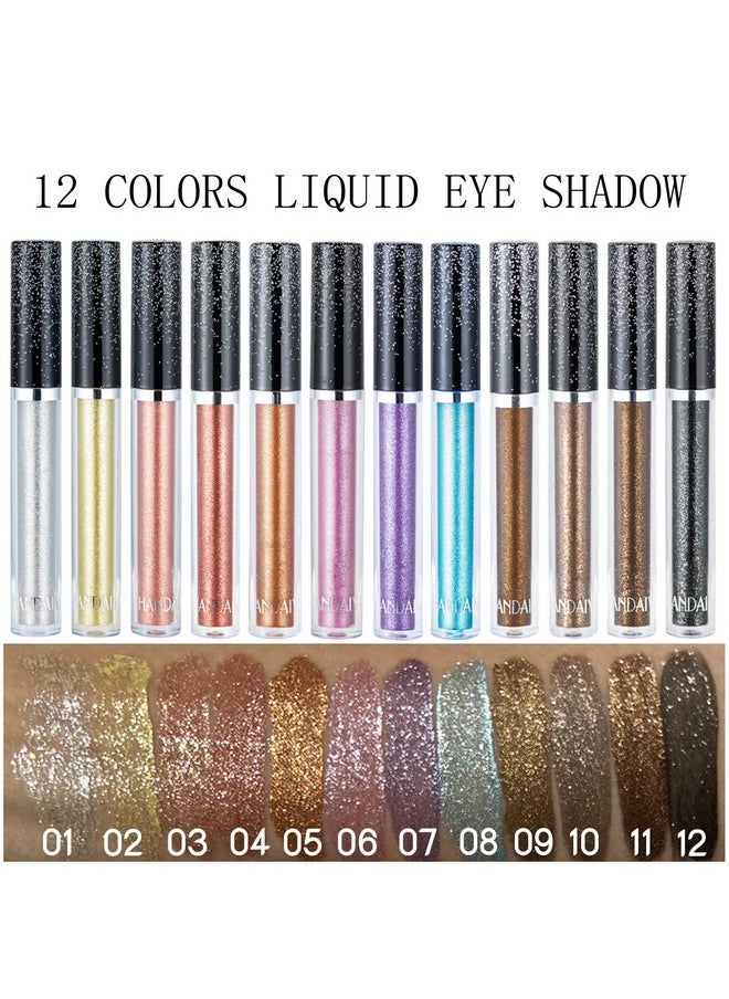 Glitter Eyeshadows, Liquid Eyeshadows, Long-Lasting Liquid Glitter Eyeshadows, Shimmer-Eyeshadows, Metals-Gloss-Sparkling Silver, Gold High-Pigmented Colorful Glitter Eye Shadows(01#Silver)