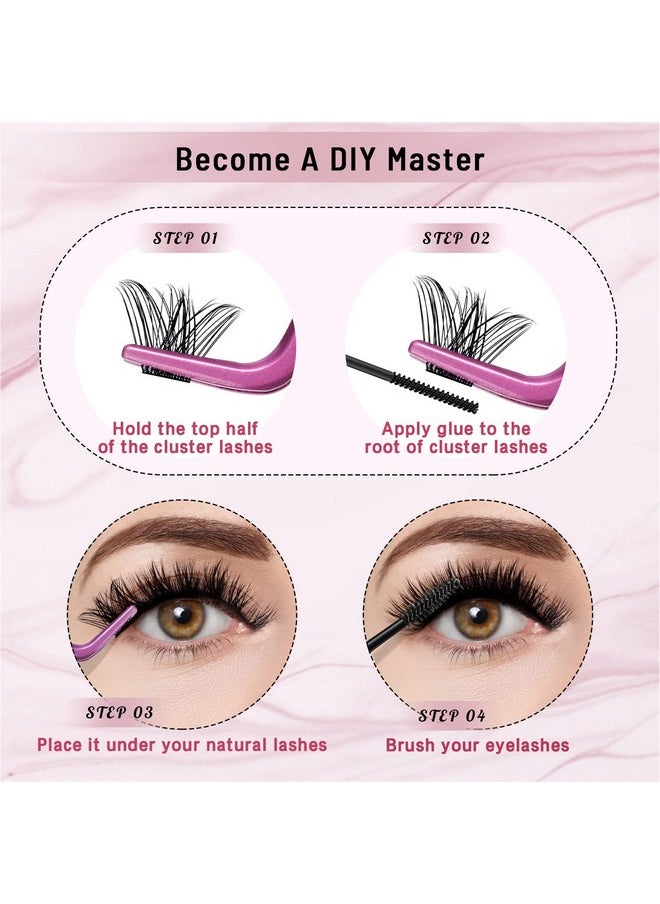 180 Pcs Cluster Lashes Diy Individual Fluffy Cluster Eyelash Extension Eyelash And Mirror 2 In 1 Easy To Apply At Home Lashes (Volume,D-10-16Mix)