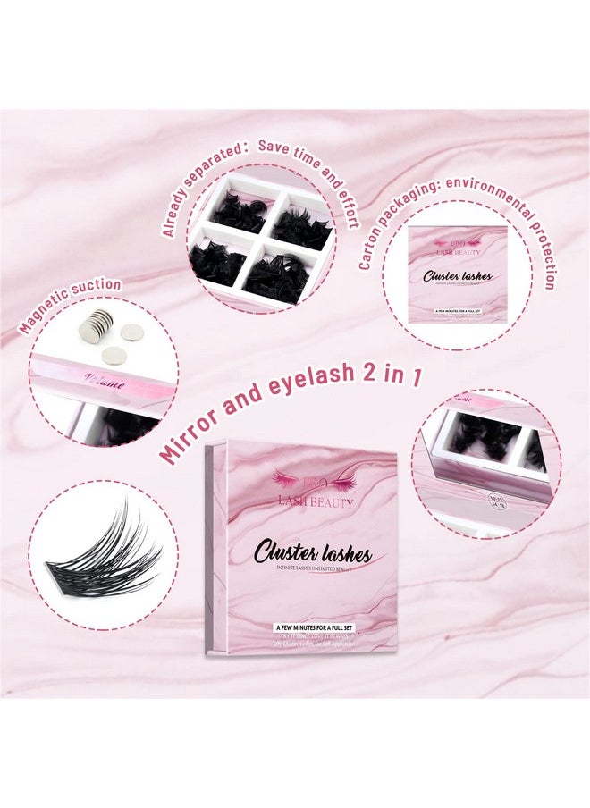 180 Pcs Cluster Lashes Diy Individual Fluffy Cluster Eyelash Extension Eyelash And Mirror 2 In 1 Easy To Apply At Home Lashes (Volume,D-10-16Mix)