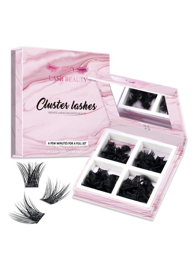 180 Pcs Cluster Lashes Diy Individual Fluffy Cluster Eyelash Extension Eyelash And Mirror 2 In 1 Easy To Apply At Home Lashes (Volume,D-10-16Mix)