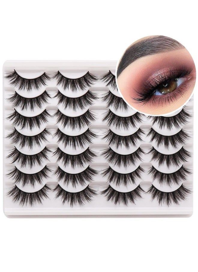 Eyelashes Natural Look Faux Mink Lashes Pack Handmade Fluffy False Eyelashes 14 Pairs Cat Eye Lashes (54)