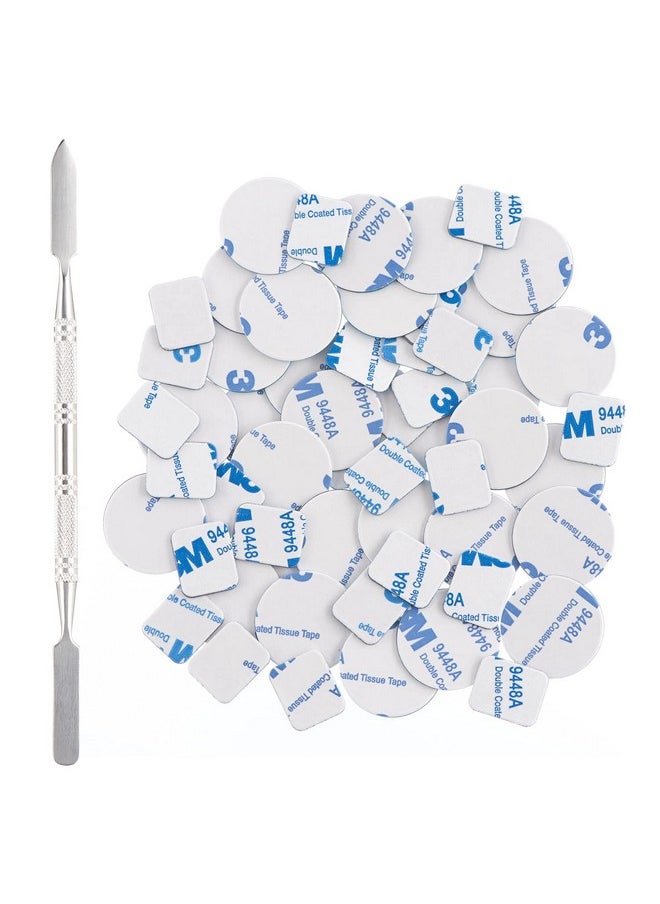 56Pcs Metal Stickers For Magnetic Palette Empty Eyeshadow Makeup Palette + Depotting Spatula (28Pcs Round + 28Pcs Square)