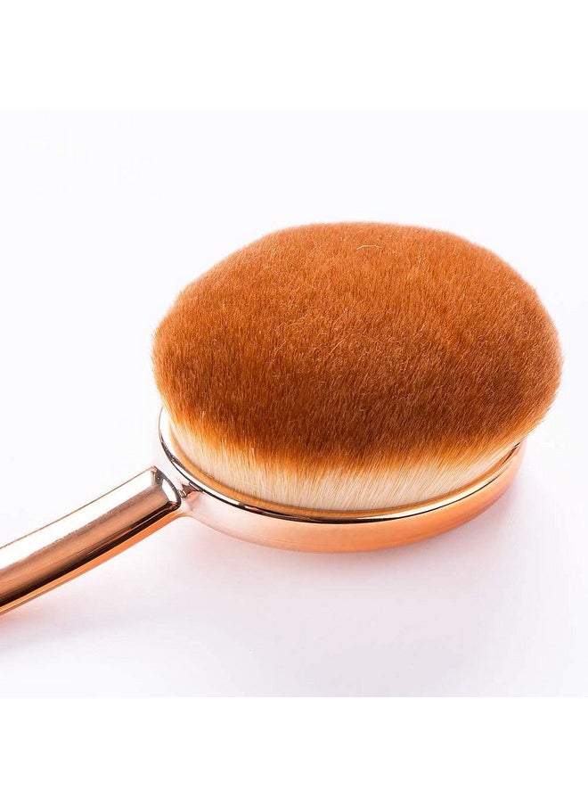 Large Rose Gold Foundation Contour Round Toothbrush Dust Free Oval Makeup Brushes With Blending Sponge Dustproof Cover Brush Egg Cleaner …