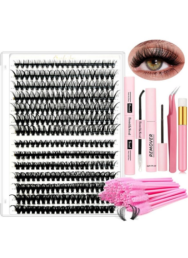 Diy Lash Extension Kit Individual Lashes Kit For Beginner At Home With 280 Pcs 9-16Mm Length 30D+40D Curl Lash Clusters Lash Bond And Seal Glue Remover Tweezers Lash Applicator Tool