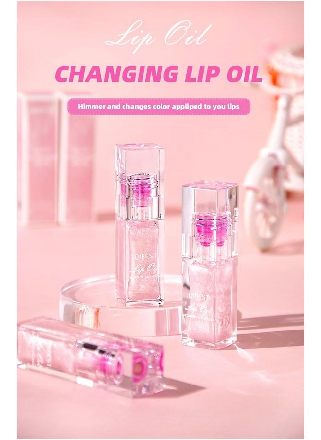 Cosmetics Color Changing Lip Oil V2, Magic Color Changing Lip Oil Cosmetics, Plumping Lip Oil Moisturizing Lip Gloss, Long Lasting Lip Glow Oil Non-Sticky Warm Change Glitter Lip Tint (Pack Of 1)