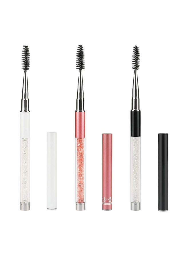 3Pcs Eyelash Brushes With Cap, Eye Brow Brush, Eyelash Mascara Brushes Wands Applicator Makeup Tools For Travel