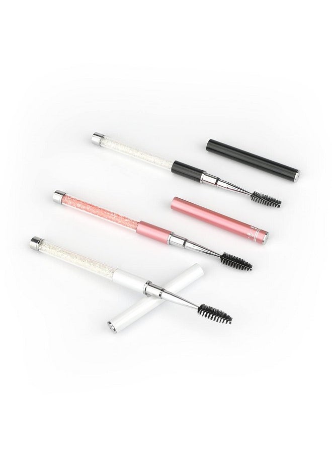 3Pcs Eyelash Brushes With Cap, Eye Brow Brush, Eyelash Mascara Brushes Wands Applicator Makeup Tools For Travel