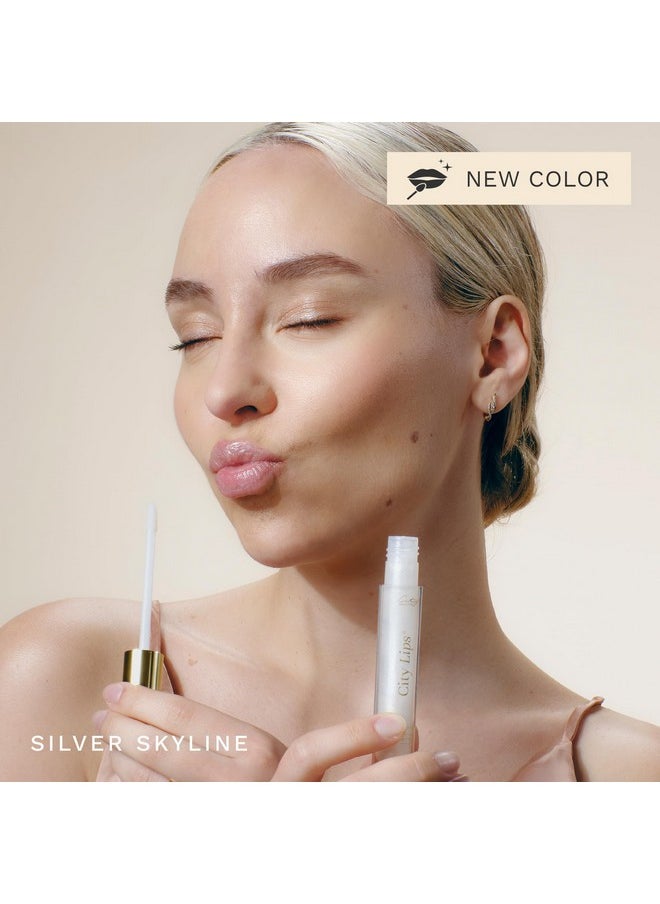 City Lips Plumping Lip Gloss Silver Skyline - High-Shine Gloss For Fuller, Younger-Looking Lips | Hydrating & Smoothing Lip Treatment Hyaluronic Acid