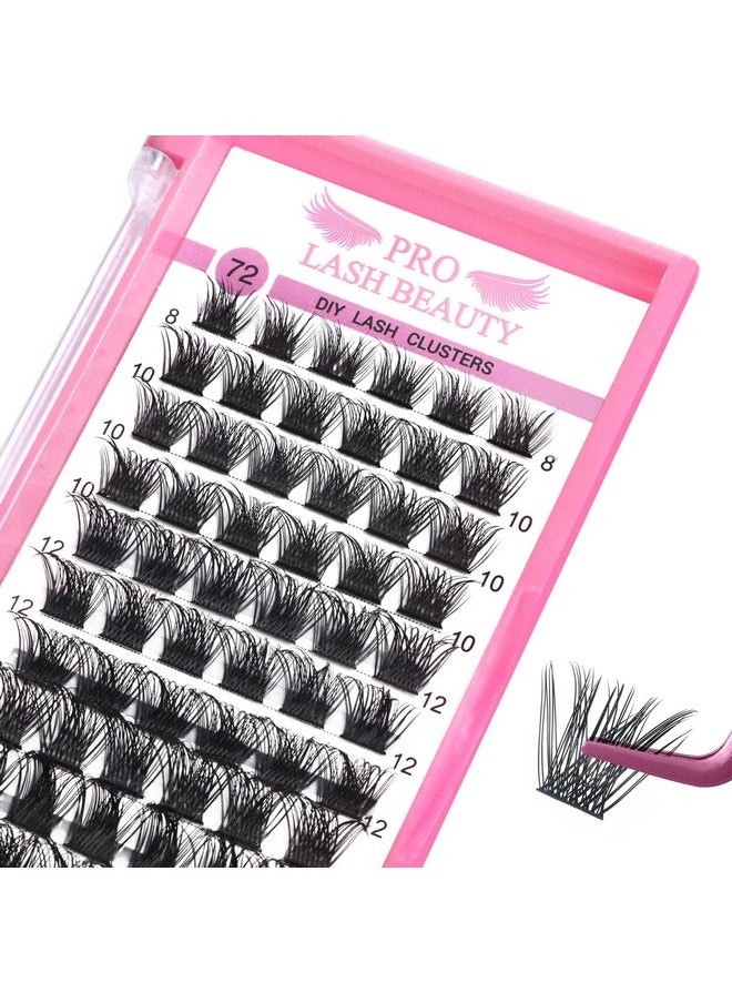 Lash Clusters, 72 Pcs Individual Cluster Lashes Diy Lash Extension 8-16Mm Eyelash Clusters Volume Wispy Lashes Super Thin Band Reusable Soft & Comfortable (Volume, D-8-16Mix)