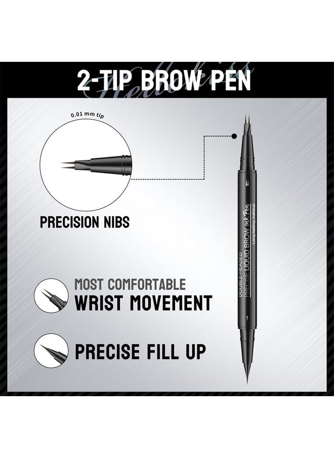 2-In-1 Double-Ended Eye Brow Pencils With 2 Tips And Precise Brush Tip, Waterproof Last All-Day, Microblading Eyebrow Pen (Brown)