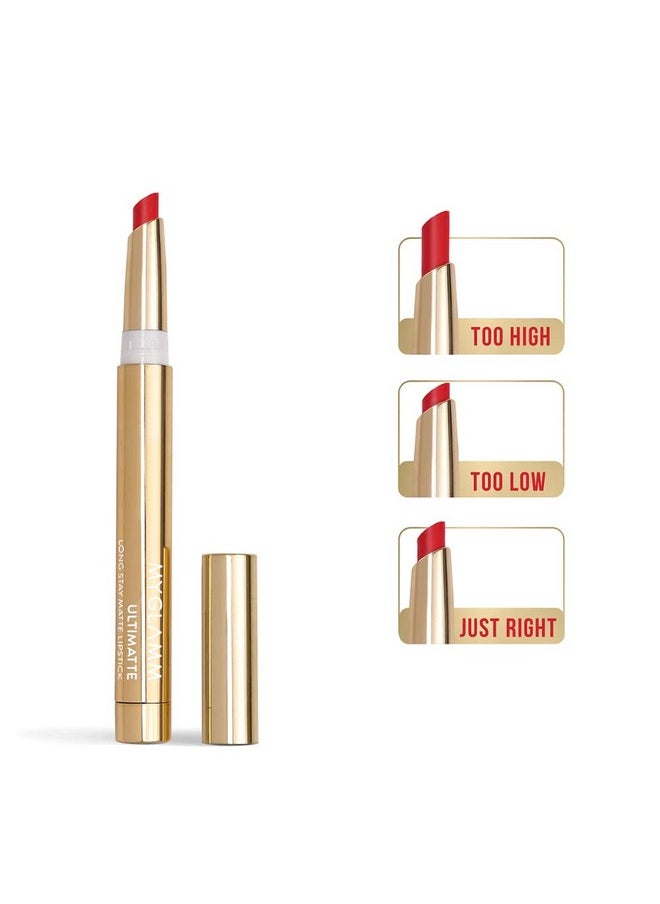 Ultimatte Long Stay Matte Lipstick - Diva (Red) | Long Lasting Lipsticks For Women With 12Hr Stay | Transfer Proof | Rich Colour | Moisturising, Lightweight Formula | 1.3G