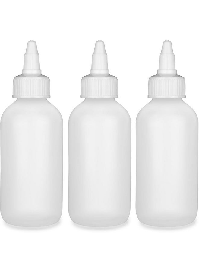 Twist Top Applicator Bottles, Squeeze 4 Oz Empty Plastic Bottles, Refillable, Open/Close Nozzle - Leak Proof, Multi Purpose - 3 Pack