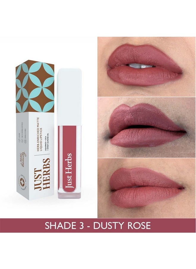 Ayurvedic Creamy Matte Long Lasting Liquid Lipstick, Lightweight & Hydrating Lip Colour With Liquorice & Sweet Almond Oil - Dusty Rose