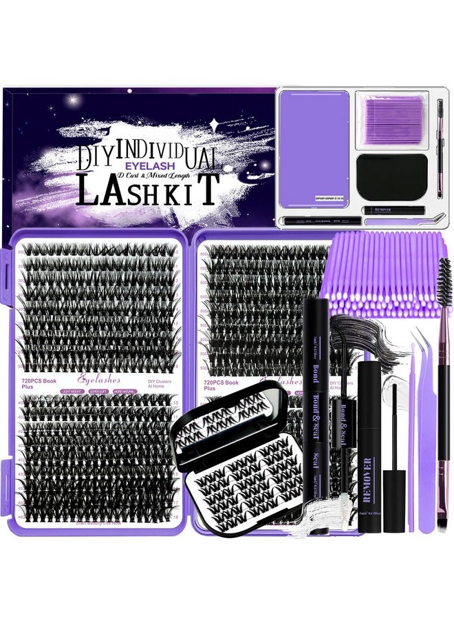 Diy Lash Extension Kit 774 Pcs D Curl Individual Lash Clusters Eyelashes Extension Set With Mirror Lash Storage Box Lash Bond&Seal Glue Remover Tweezers Lash Brush Applicator