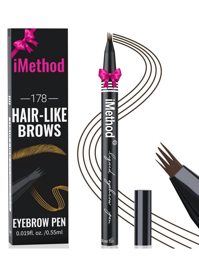 Eyebrow Pen - Eyebrow Pencil With Micro 4-Fork Tip, Microblading Eyebrow Pen For Natural Hair-Like Brows, Long-Lasting Eye Brow Pencils For Women, Smudge-Proof, Dark Brown