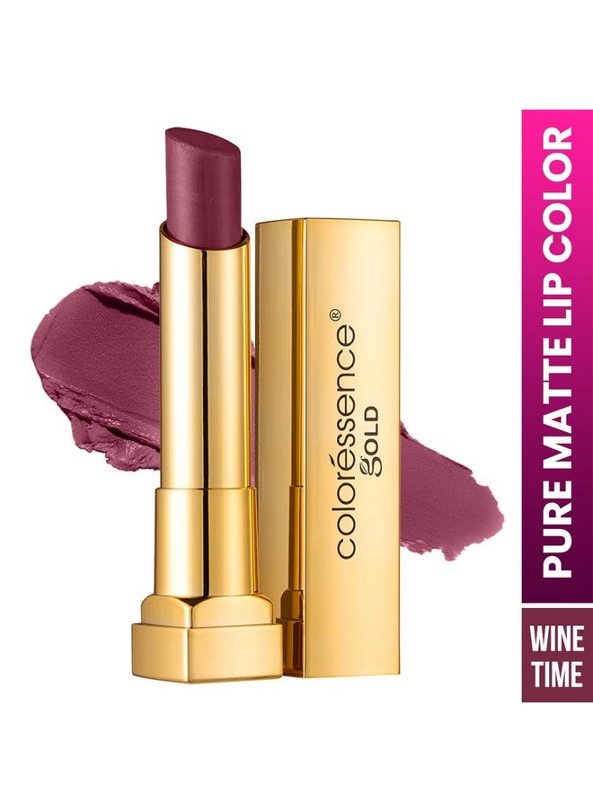 Pure Matte Lipstick | 9 Hours Stay | Waterproof & Highly Pigmented | One Swipe Application - Wine Time, 3.3Gm