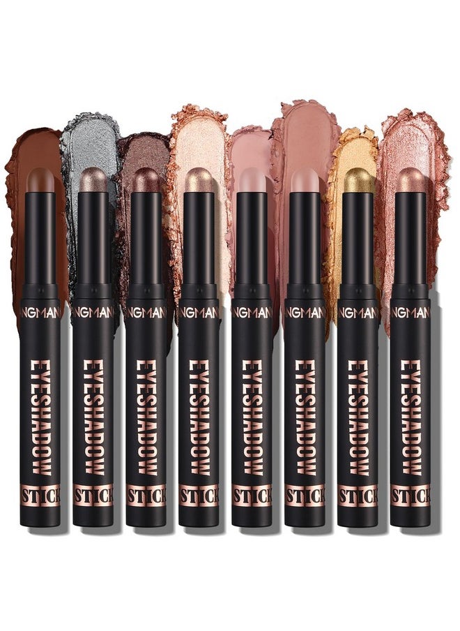 Eyeshadow Stick Set, 8 Colors Matte Professional Bright-Colored Contouring And Highlight Eyeshadow Stick, Cream Eyeshadow Waterproof Long Lasting High Pigmented Eye Shadow. (8, Eyeshadow B)