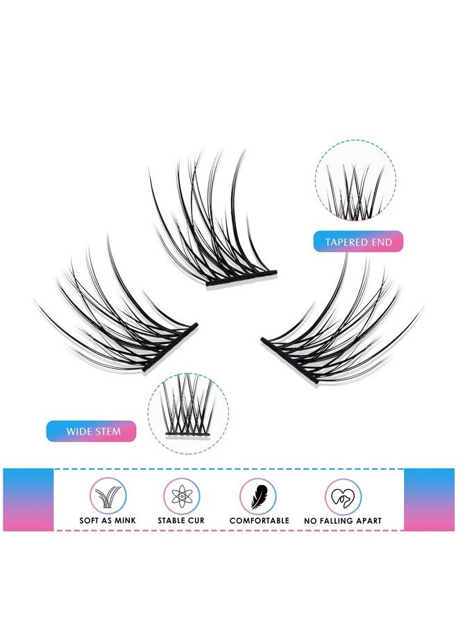 Diy Eyelash Extensions,Individual Lash Extensions Clusters,154 Clusters D Curl, Soft And Lightweight 16Mm Only Resuale Wide Band Cluster Lashes For Home Use (Natural D Curl)