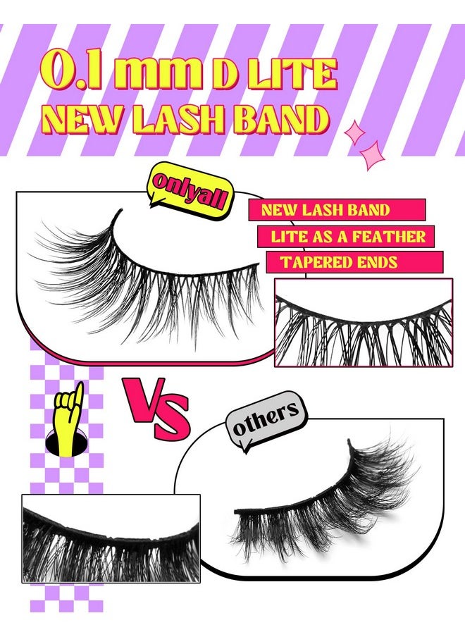 Natural Lashes Wispy Lashes Natural Look False Eyelashes Natural Flared Eyelashes False Eye Lashes Soft Fluffy Lashes 7 Pairs D9 Natural Foxy-12Mm