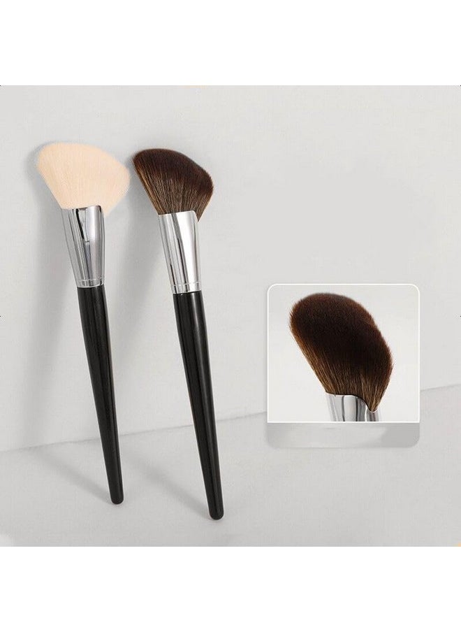 Angled Blush Brush,Large Powder Mineral Brush,Foundation Makeup Brush,Powder Brush And Blush Brush For Daily Makeup (White)