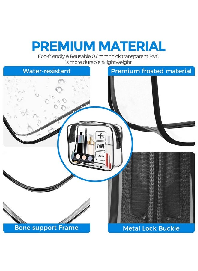 2 Pack Tsa Approved Toiletry Bag, Clear Makeup Bag,Travel Cosmetic Bag With Zipper,Clear Organizer Carry On Bag For Women,Pvc Cosmetic Pouch For Airport Airline Compliant (Black)