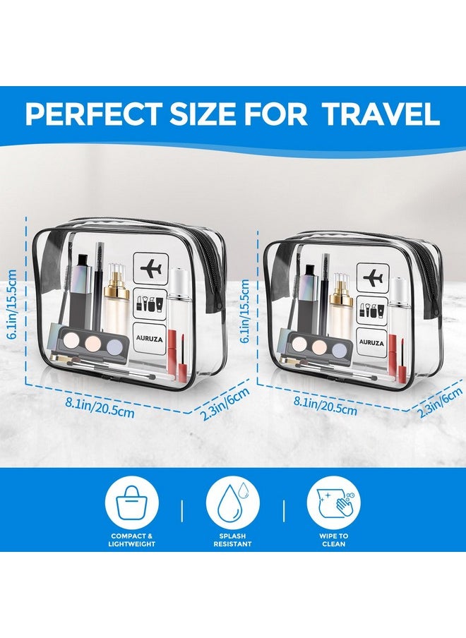 2 Pack Tsa Approved Toiletry Bag, Clear Makeup Bag,Travel Cosmetic Bag With Zipper,Clear Organizer Carry On Bag For Women,Pvc Cosmetic Pouch For Airport Airline Compliant (Black)