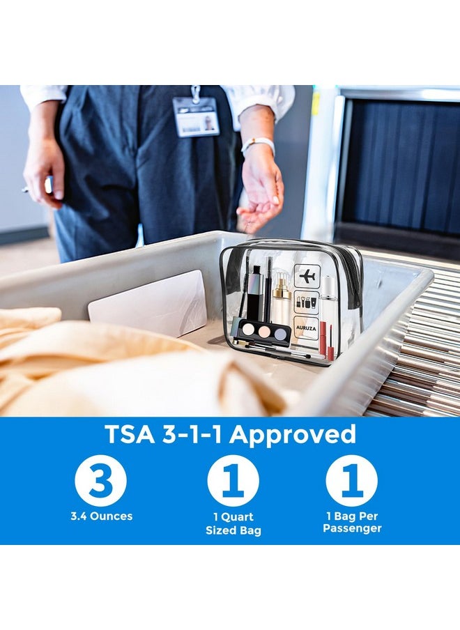 2 Pack Tsa Approved Toiletry Bag, Clear Makeup Bag,Travel Cosmetic Bag With Zipper,Clear Organizer Carry On Bag For Women,Pvc Cosmetic Pouch For Airport Airline Compliant (Black)