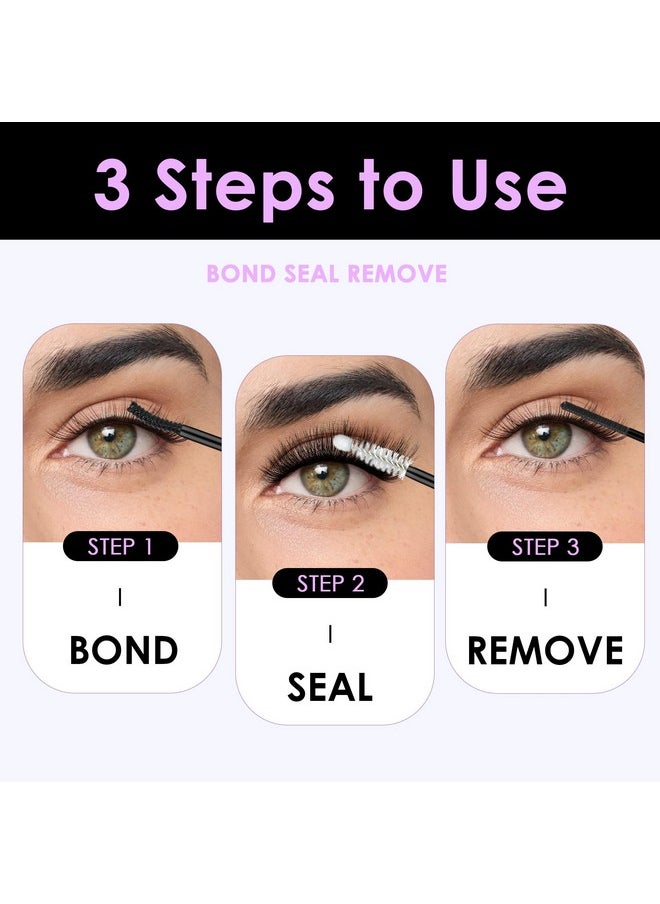 Lash Bond And Seal And Remover,Waterproof Lash Clusters Glue Easy To Use 3 In 1 Strong Hold Diy Eyelash Extension Kit Self Application 2 Pcs At Home