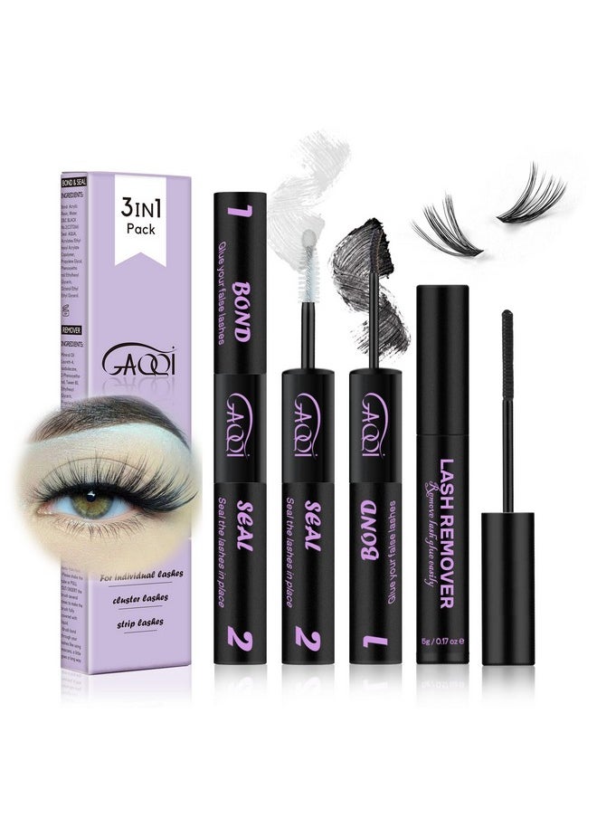 Lash Bond And Seal And Remover,Waterproof Lash Clusters Glue Easy To Use 3 In 1 Strong Hold Diy Eyelash Extension Kit Self Application 2 Pcs At Home