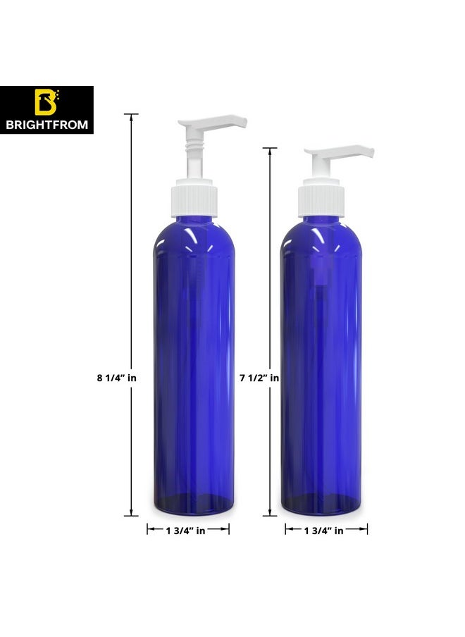 Empty Lotion Pump Bottles, 8 Oz Bpa-Free Refillable Plastic Containers, Pete1 Cobalt-Blue, Great For - Soap, Shampoo, Lotions, Liquid Body Soap, Creams And Massage Oil'S (Pack Of 3)