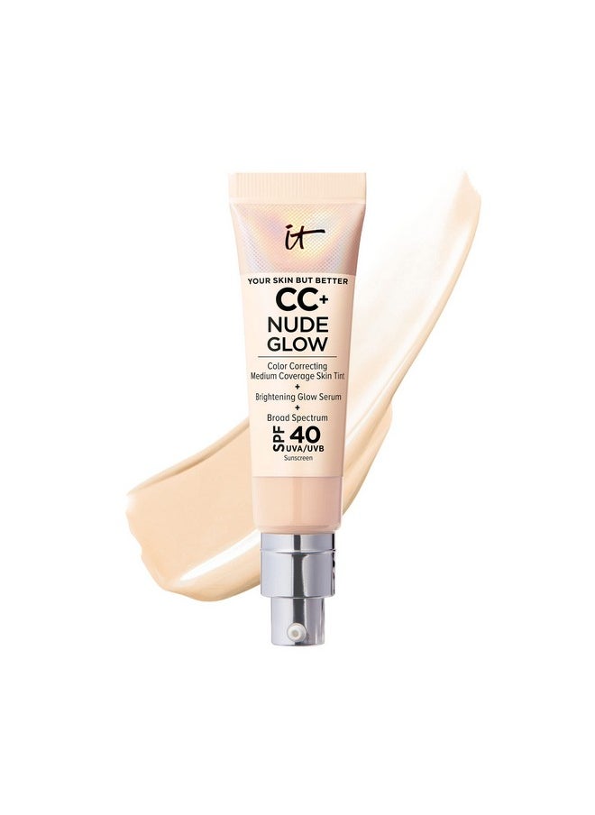 Cc+ Nude Glow Lightweight Foundation + Glow Serum With Spf 40 - With Niacinamide, Hyaluronic Acid & Green Tea Extract - Light - 1.08 Fl Oz