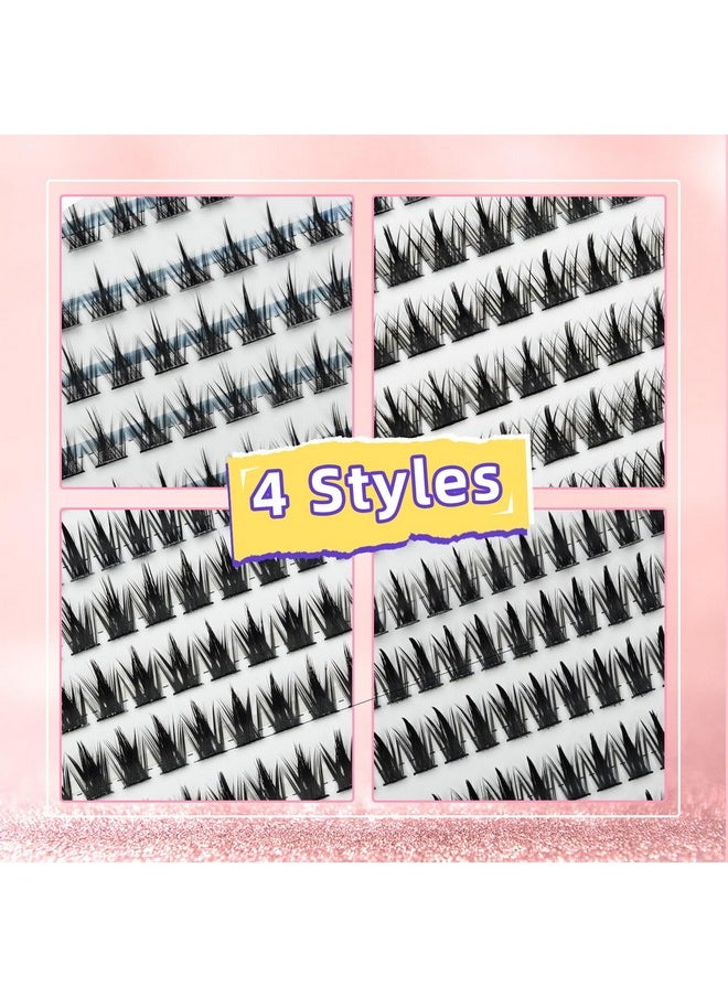 312Pcs Cluster Diy Lash Extensions Individual Lashes Ultra-Large Capacity Wispy Thin Band Individual Cluster Lashes Kit For Self Application (4 Styles Mixed)