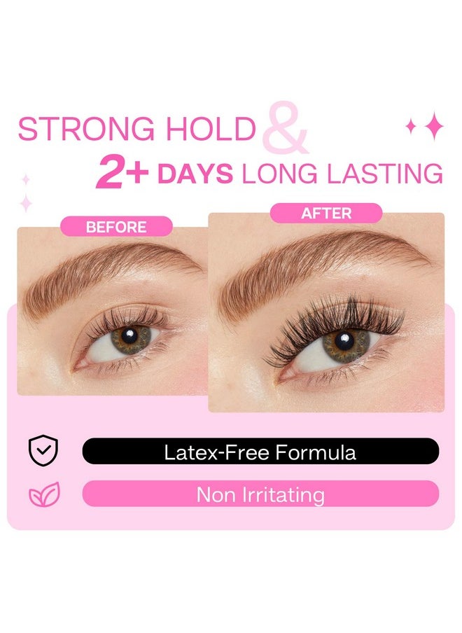 Lash Glue, Cluster Lash Glue For Diy Lash Extensions Super Strong Hold 48 Hours Long Lasting Lash Extension Glue For Lash Cluster Waterproof Non-Irritating Fast Drying Lash Glue