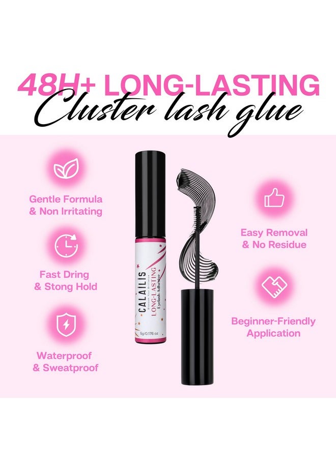 Lash Glue, Cluster Lash Glue For Diy Lash Extensions Super Strong Hold 48 Hours Long Lasting Lash Extension Glue For Lash Cluster Waterproof Non-Irritating Fast Drying Lash Glue