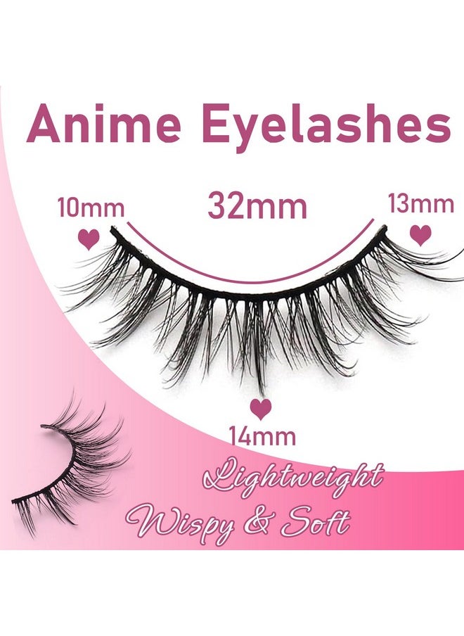 Manga Lashes Fluffy Faux Mink Lashes Natural Look 10 Pairs Asian False Eyelashes Pack Look Like Individual Clusters (6D75)