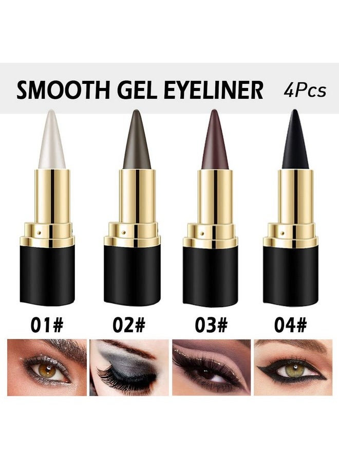 4Pcs Black Silver Grey Brown Gel Eyeliner Pencil Eye Black Face Paint Sticks Makeup Set, Natural Black Eyeliner Cream Waterproof Crayon Eyeliner Pencil Tool Delineador De Ojos Contra El Agua