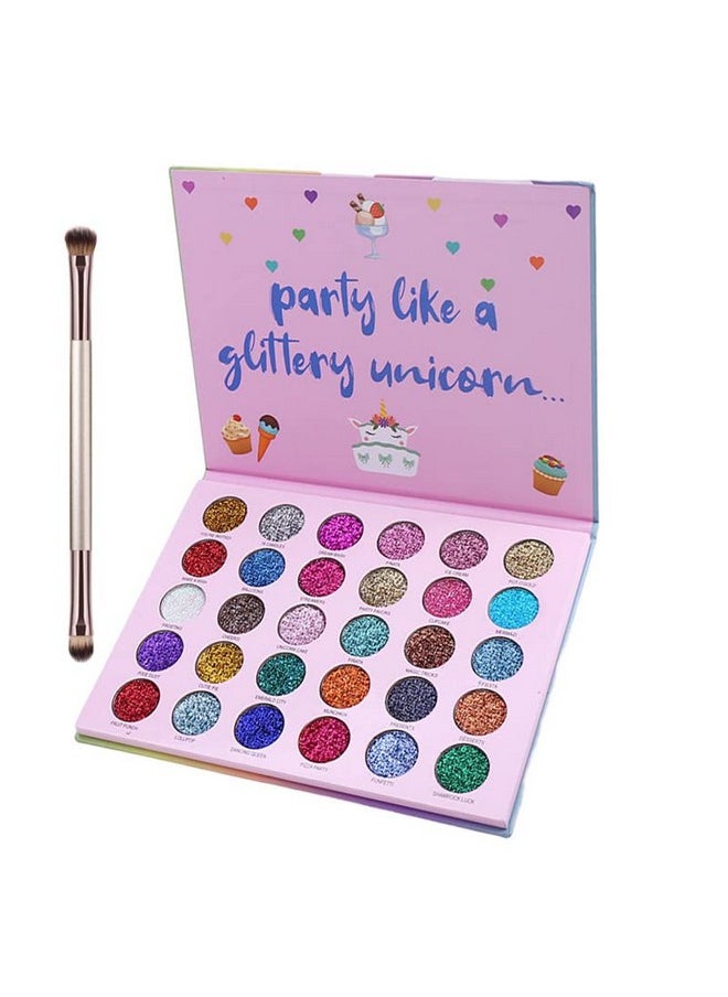 30 Colors Glitter Eyeshadow Makeup Palette Colorful Sparkly Eye Shadow Pallet + 1Pc Eyeshadow Brush Long Lasting Glitter Pressed Powder Palette