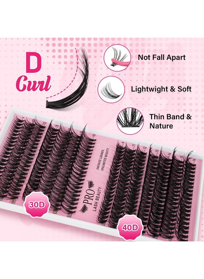 Lash Clusters Kit 280 Pcs Cluster Lashes 30D+40D Lash Extension Kit With Lash Bond And Seal Waterproof Lash Applicator Individual Lashes Apply At Home(30D+40D-9-16Mix Kit)