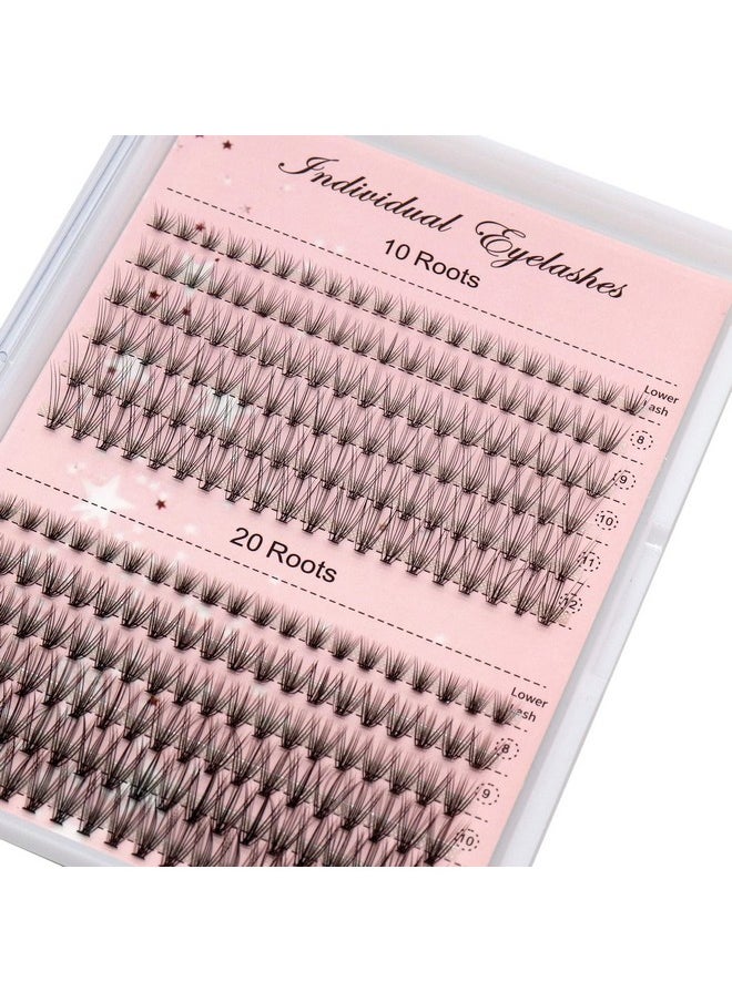 Individual Lashes 10D/20D Lash Clusters 0.1/0.07Mm Extensions 8/9/10/11/12Mm Mixed Wispy Cluster Eye C Curl Eyelashes Extension (10D/20D,8-12Mm)