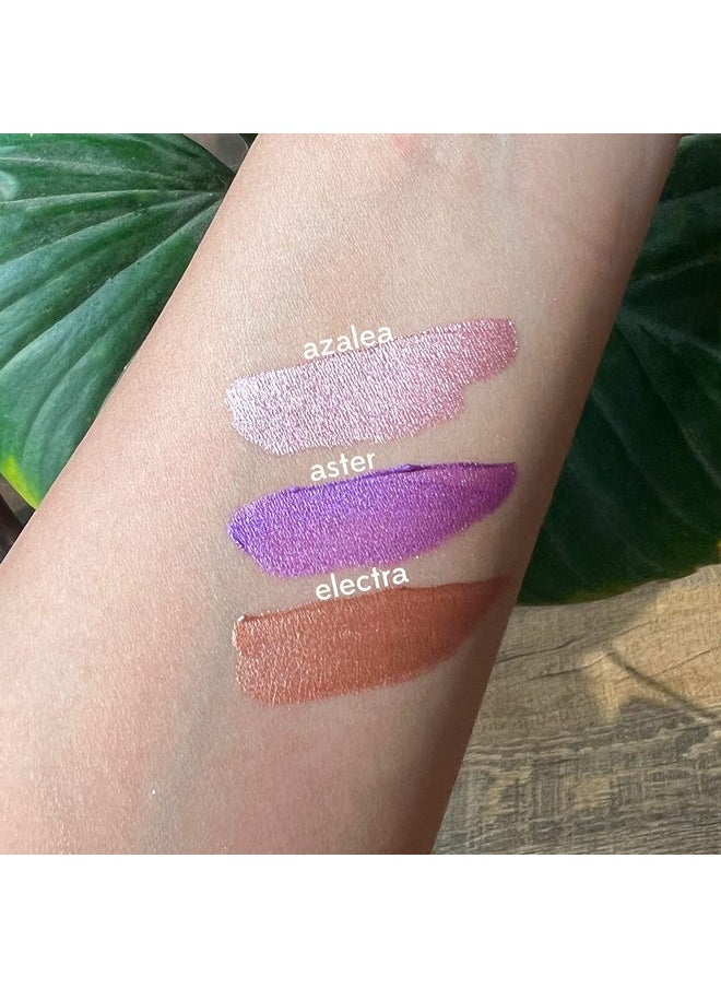 Eyeshadow Liquid Mini'S Set For Women, Metallic Finish,Long Wearing,Smudge Proof,Non Irritating, Vegan,Organic, Earth Metals Pack Contains Azalea, Aster And Electra,3Ml Each-Pack Of 3