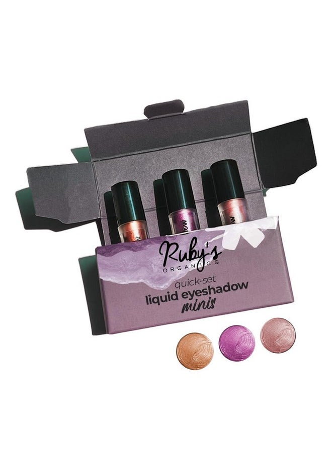 Eyeshadow Liquid Mini'S Set For Women, Metallic Finish,Long Wearing,Smudge Proof,Non Irritating, Vegan,Organic, Earth Metals Pack Contains Azalea, Aster And Electra,3Ml Each-Pack Of 3
