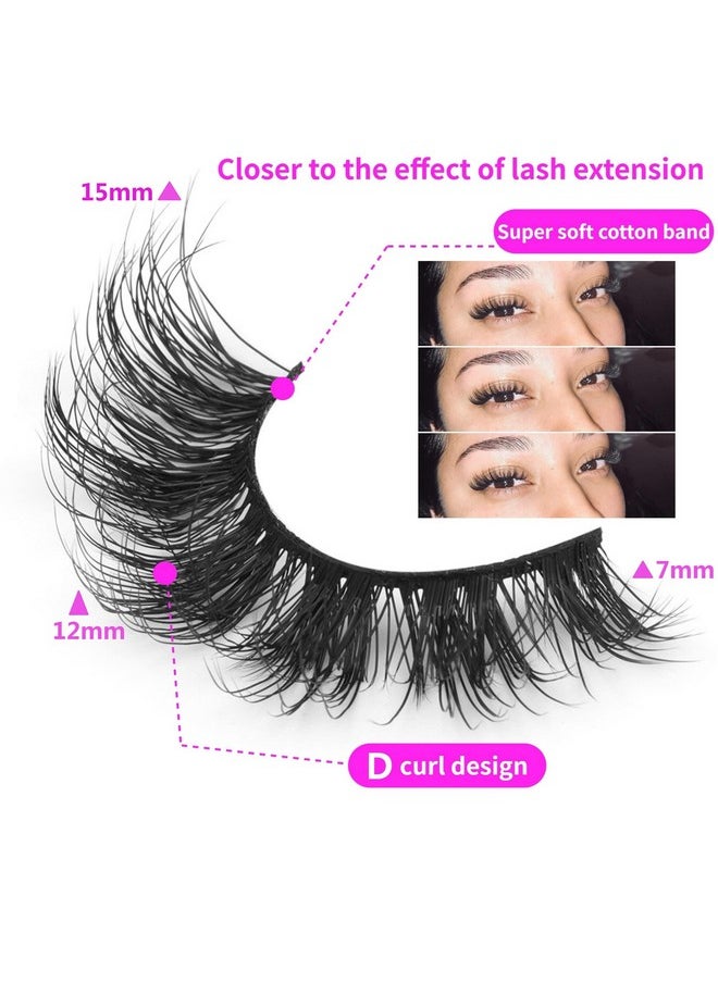 Hes Wispy False Eyelashes Cat Eye Lashes Natural Look Fluffy 3D Strip Fake Eyelashes Pack By Geeneiya, Long-Lasting, Ultra-Light, Cc Curl Lash Extension Effect