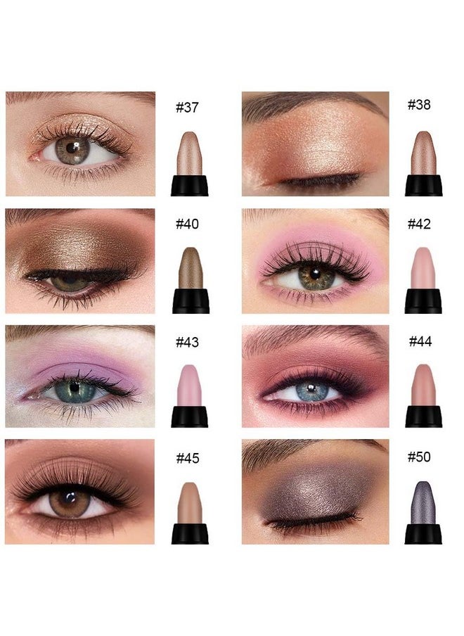 8Pcs Cream Eye Shadow Brightener Sticks Set For Eyes, Champagne Golden Rose Bronze Pink Waterlily Mauve Plum Smoky Amethyst Tawny Shimmer Matte Pencil Eye Shadow Crayon Stick Palette Makeup 06